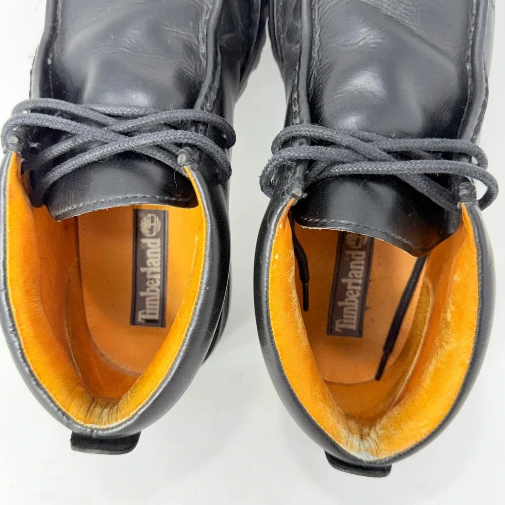 Timberland 17004 Mens Black Leather Moc Toe Chukka Lug Sole Boots 11.5 M